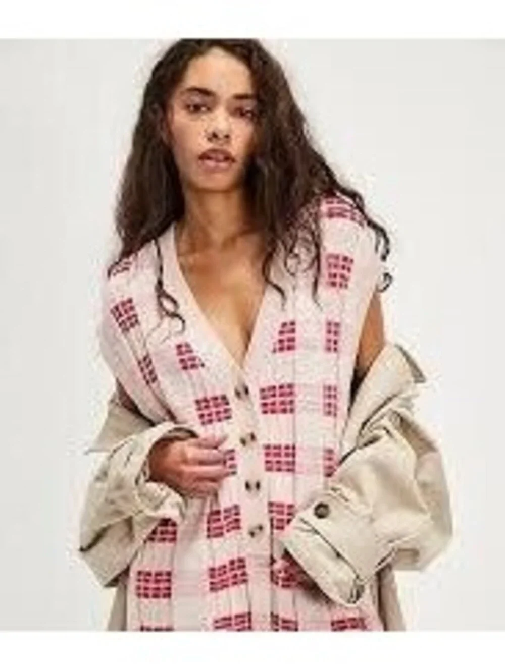 Free People Lewis Plaid Sweater Knit Romper red motif combo SIZE XS #1304